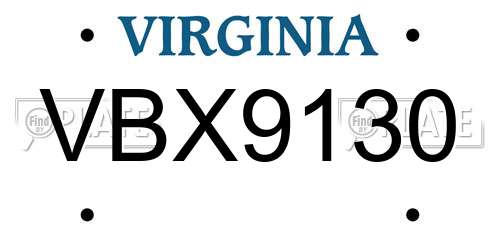 VBX9130 Virginia License Plate