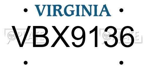 VBX9136 Virginia License Plate