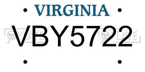 VBY5722 Virginia License Plate