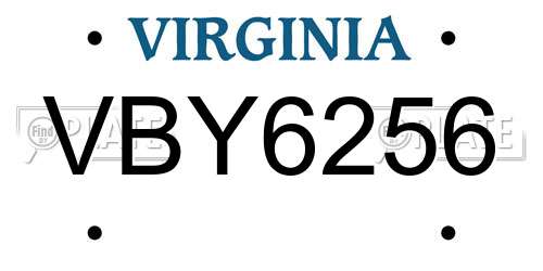 VBY6256 Virginia License Plate