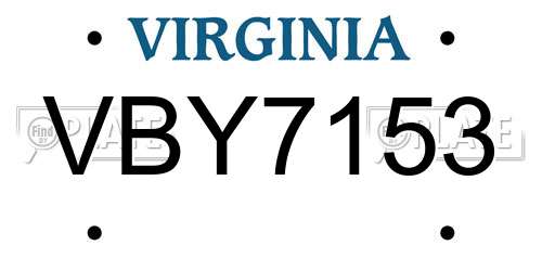 VBY7153 Virginia License Plate