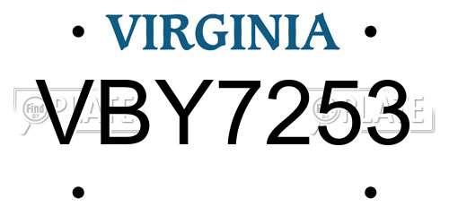 VBY7253 Virginia License Plate