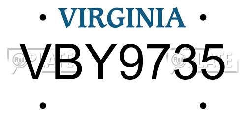 VBY9735 Virginia License Plate