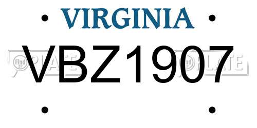 VBZ1907 Virginia License Plate