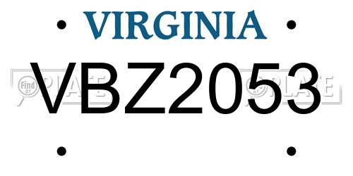 VBZ2053 Virginia License Plate
