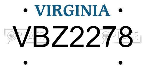 VBZ2278 Virginia License Plate
