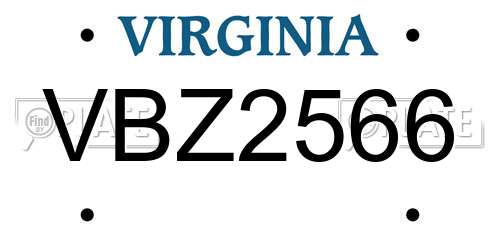 VBZ2566 Virginia License Plate