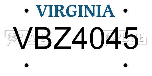 VBZ4045 Virginia License Plate