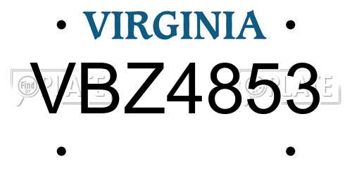 VBZ4853 Virginia License Plate