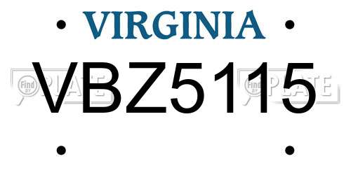 VBZ5115 Virginia License Plate