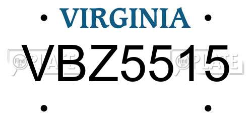 VBZ5515 Virginia License Plate