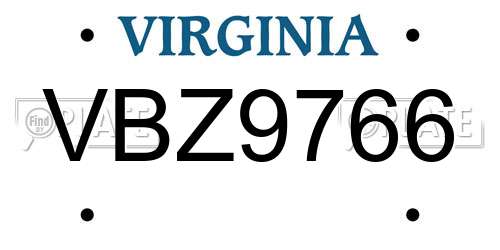 VBZ9766 Virginia License Plate
