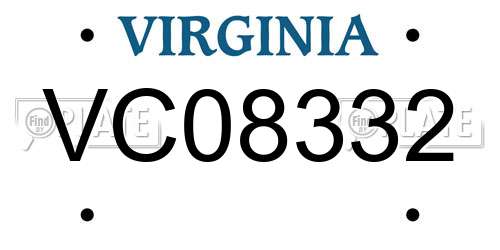 VC08332 Virginia License Plate
