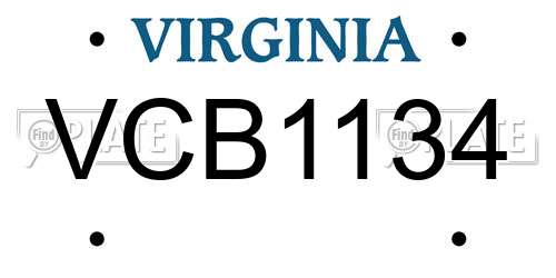 VCB1134 Virginia License Plate