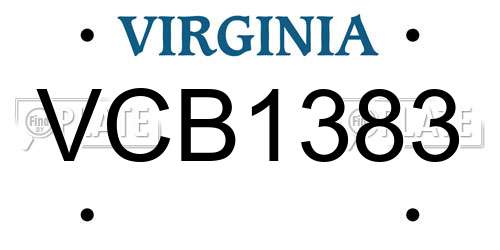 VCB1383 Virginia License Plate