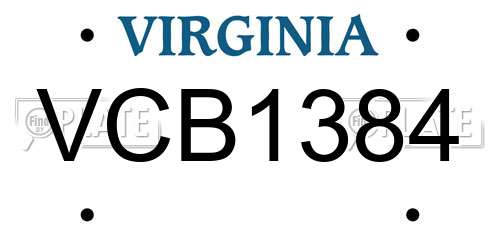 VCB1384 Virginia License Plate