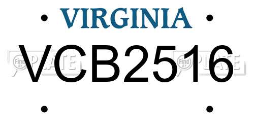 VCB2516 Virginia License Plate