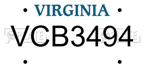 VCB3494 Virginia License Plate