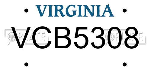 VCB5308 Virginia License Plate