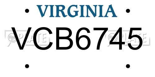 VCB6745 Virginia License Plate