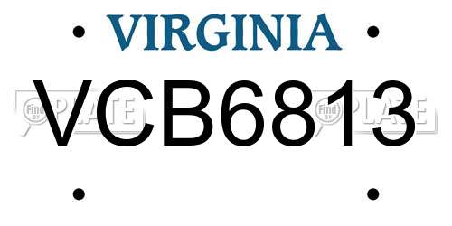 VCB6813 Virginia License Plate