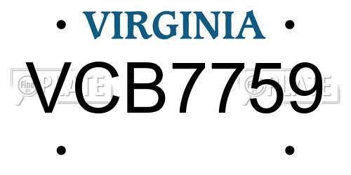 VCB7759 Virginia License Plate