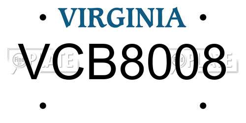 VCB8008 Virginia License Plate