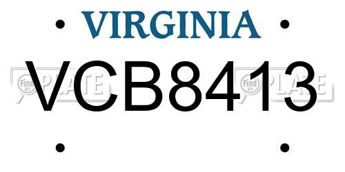 VCB8413 Virginia License Plate