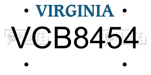 VCB8454 Virginia License Plate