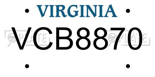 VCB8870 Virginia License Plate
