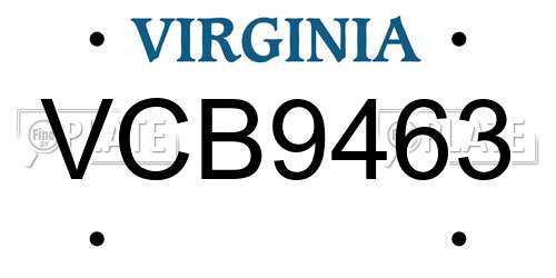 VCB9463 Virginia License Plate