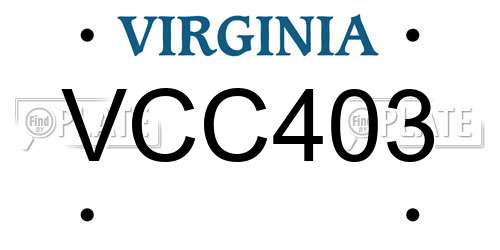 VCC403 Virginia License Plate