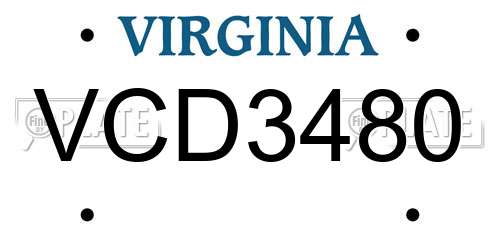 VCD3480 Virginia License Plate