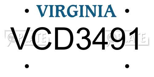 VCD3491 Virginia License Plate