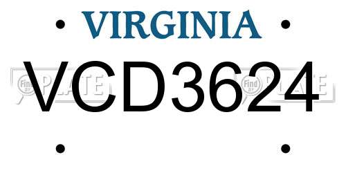 VCD3624 Virginia License Plate