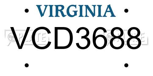 VCD3688 Virginia License Plate