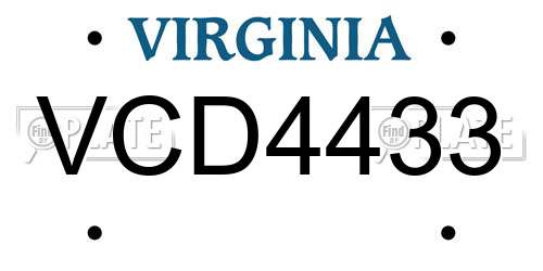 VCD4433 Virginia License Plate