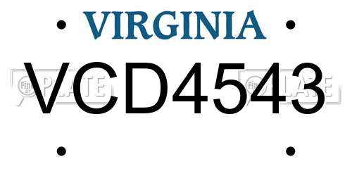 VCD4543 Virginia License Plate