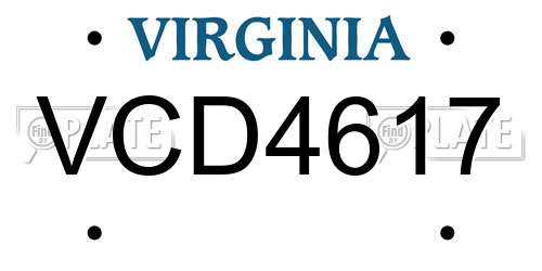 VCD4617 Virginia License Plate