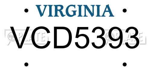 VCD5393 Virginia License Plate