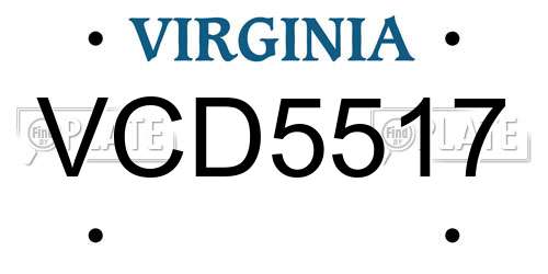 VCD5517 Virginia License Plate