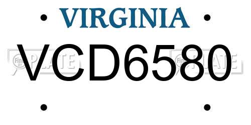 VCD6580 Virginia License Plate