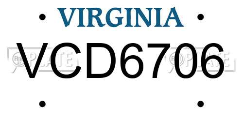 VCD6706 Virginia License Plate