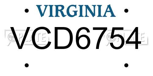 VCD6754 Virginia License Plate