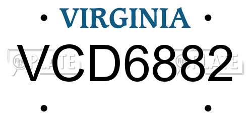 VCD6882 Virginia License Plate