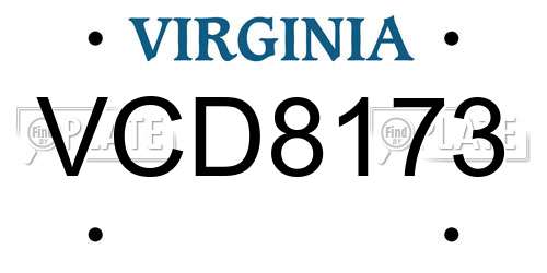 VCD8173 Virginia License Plate