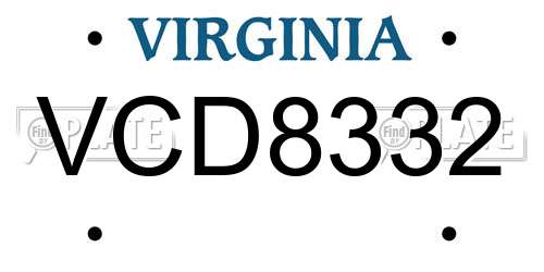VCD8332 Virginia License Plate