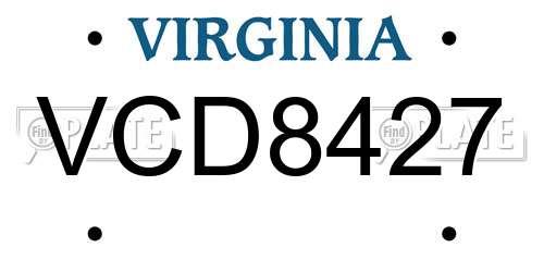 VCD8427 Virginia License Plate