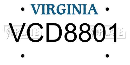 VCD8801 Virginia License Plate