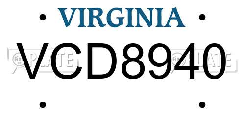 VCD8940 Virginia License Plate